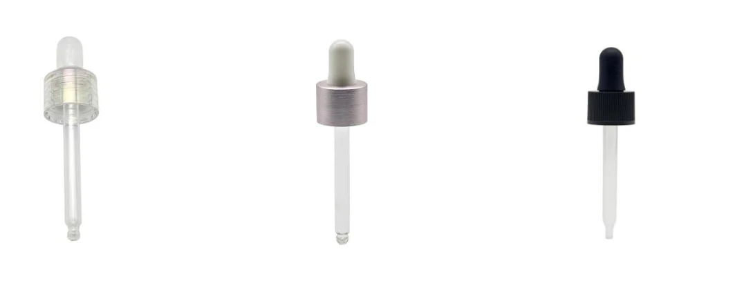 Factory Aluminium Dropper for Aromatherapy Essential Oil Liquid Bottle Dropper Cap Cosmetic Packaging with Silicon Rubber Caps Dropper Pipette